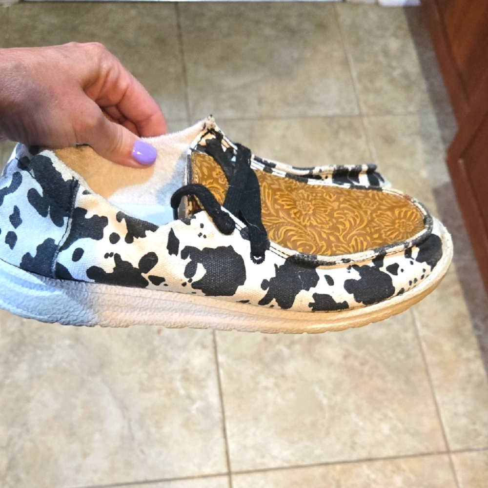 Gypsy Jazz Luma Tooled Cow Print Shoes